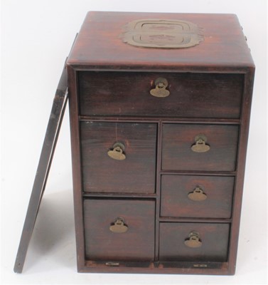 Lot 830 - 19th century Anglo-Chinese brass mounted hardwood medicine cabinet