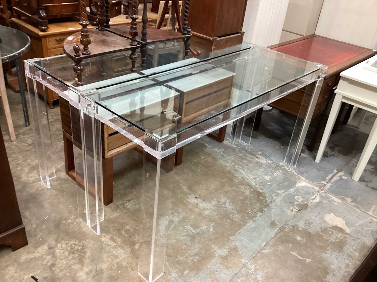 Perspex Kitchen Table Lot 927 - Pair Contempory Perspex hall tables with