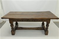 Lot 1529 - 17th century-style oak refectory table the...