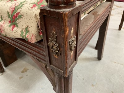 Lot 1428 - Regency Gothic oak elbow chair with drop-in seat, architectural elements, on 
multiple column front legs