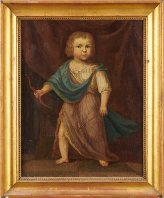 Lot 1167 - After Sir Peter Lely, 18th century oil on panel - figure in character dress as Diana, bearing label verso 'Lady Clione Manners as Diana', 30cm x 24cm, in gilt frame