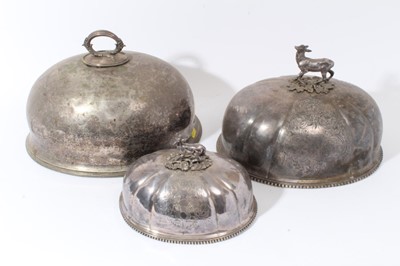 Lot 321 - Three silver plated meat covers