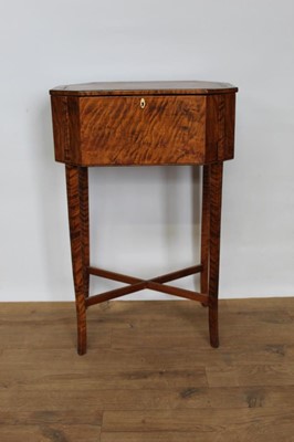 Lot 1021 - George III satinwood needlework table of octagonal form, on splayed taper legs