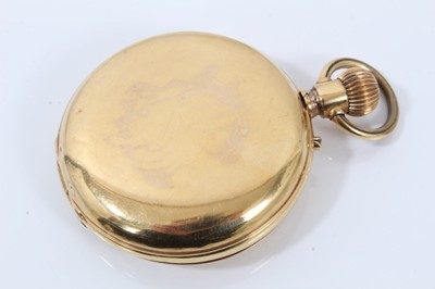 Lot 129 - Gold (stamped K.18) full hunter pocket watch