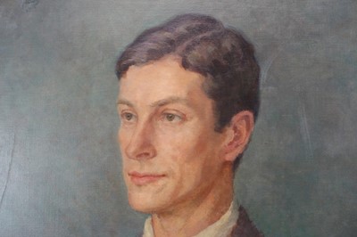 Lot 961 - L. Walpole, 1930s oil on canvas - portrait of a young man at his work, signed, 
90cm x 75cm, in painted frame