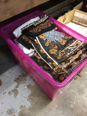 Lot 200 - Three boxes of textiles, including linen, lace, etc