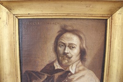 Lot 284 - Manner of Jacob Jordaens (1593-1678), oil on canvas laid on board, self 
portrait, inscribed verso, 22cm x 19cm, in gilt frame