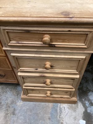 Lot 941 - Pine kneehole desk with nine drawers below, 152cm wide, 64cm deep, 76.5cm high