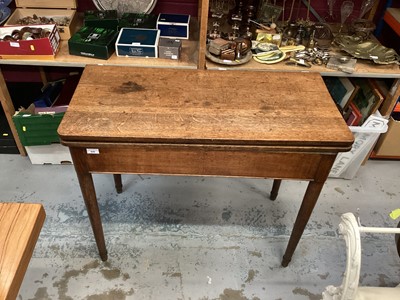 Lot 946 - Nineteenth century tea table with foldover top on turned legs, 96cm wide,  45cm deep, 76.5cm high