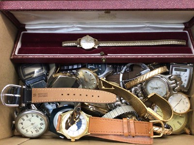 Lot 680 - Ladies Omega 9ct gold cased wristwatch, together with various other watches