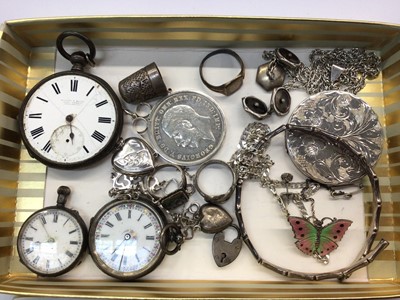 Lot 681 - Group silver and white metal jewellery and pocket/fob watches