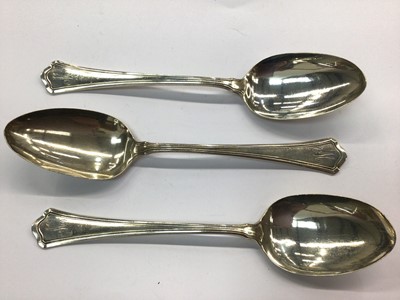 Lot 684 - Three silver tablespoons (stamped sterling) by Shreve & Co, all with engraved 'M' monogram