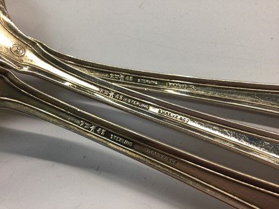 Lot 684 - Three silver tablespoons (stamped sterling) by Shreve & Co, all with engraved 'M' monogram