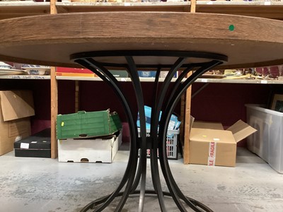 Lot 956 - Circular wooden top table with metal stand