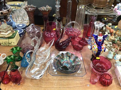 Lot 404 - Large collection of Victorian Cranberry glassware to include jugs and breakers together with other glassware