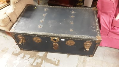 Lot 975 - Large vintage steamer Trunk with another