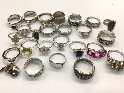 Lot 722 - Collection of twenty four silver (925) rings including some gem set and three Links of London