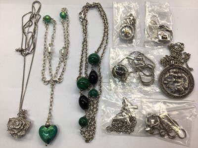 Lot 723 - Nine silver (925) necklaces and pendants