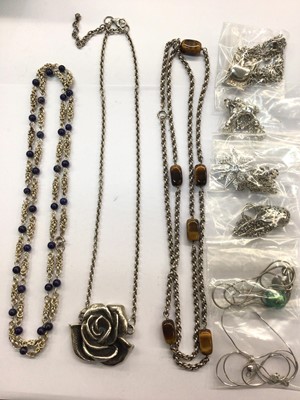 Lot 724 - Nine silver (925) necklaces and pendants