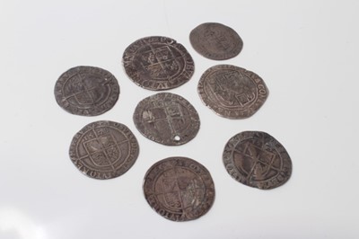 Lot 510 - G.B. - Mixed silver hammered coinage to include James I shilling circa 1604-1619 AVG, Elizabeth I Shilling m/m Woolpack 1594-1596 (N.B. Traces of gilding) otherwise GF-VG, Six Pences dated 1565, 15...