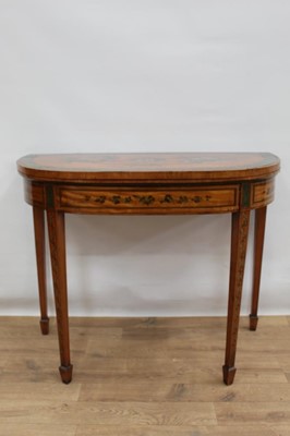 Lot 1410 - Fine 18th century satinwood and polychrome painted card table