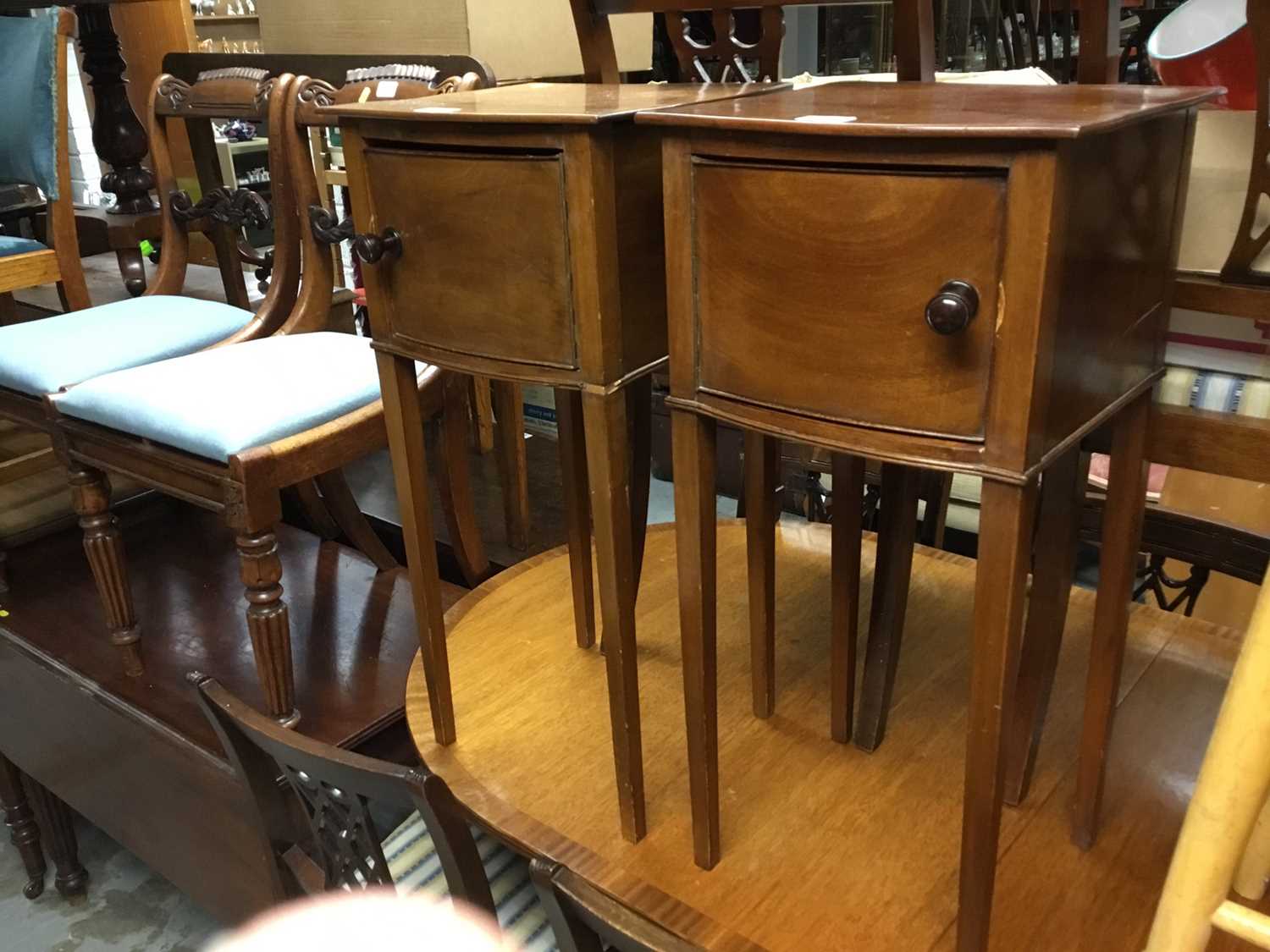 Lot 1002 Pair 19th century mahogany bedside