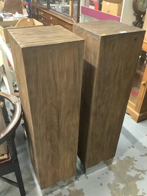 Lot 1029 - Pair of contemporary hardwood display plinths with chromium plated bases, purchased from Marina Home Interiors, Dubai