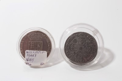 Lot 525 - G.B. - Silver Half Crowns William & Mary 1689 F/GF and Anne 1707 Roses & Plumes F/GF (2 coins)