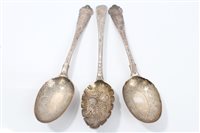 Lot 575 - Georgian berry tablespoon with later...