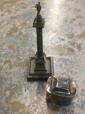 Lot 451 - 19th century Grand Tour model of Nelson's column (originally a barometer) together with an Old Sheffield plate tea caddy