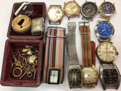 Lot 757 - Group vintage wristwatches and watch winding keys