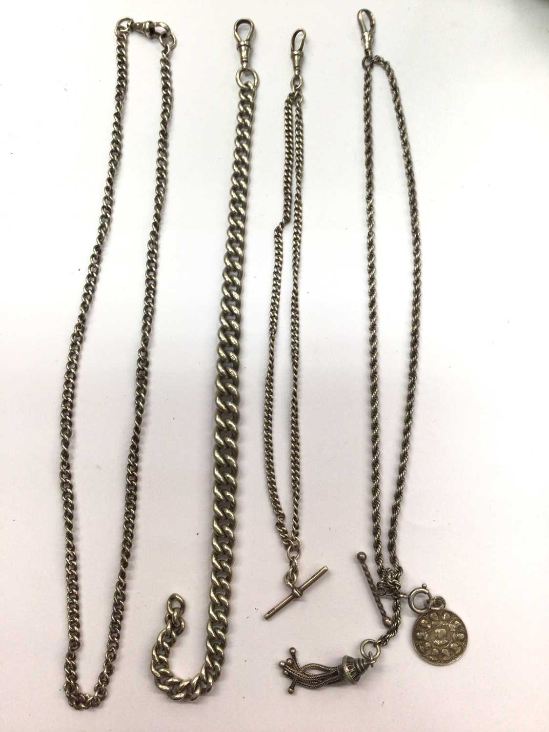 Lot 759 Four silver watch/fob chains