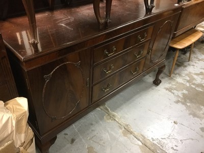 Lot 1016 - 1920's mahogany sideboard with ledge back on claw and ball feet