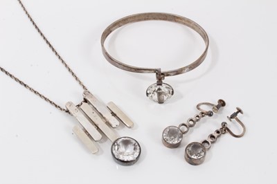 Lot 223 - Swedish ‘Vicson’ silver bangle, similar pendant and pair earrings