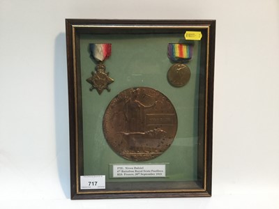 Lot 717 - First World War Memorial (Death) plaque named to Niven Dalziel, together with 1914 - 15 Star and Victory medal