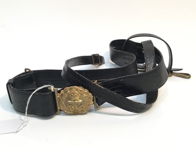 Lot 746 - Second World War Royal Navy Brass and leather sword belt