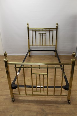 Lot 1377 - Pair of good quality Edwardian gilt brass single bedsteads