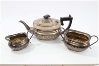 Lot 586 - Georgian-style Silverer fluted teapot...