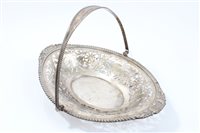 Lot 589 - Edwardian Silverer oval cake basket with...