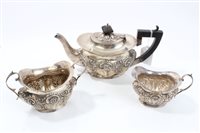 Lot 590 - Edwardian Silverer bachelors three piece tea...