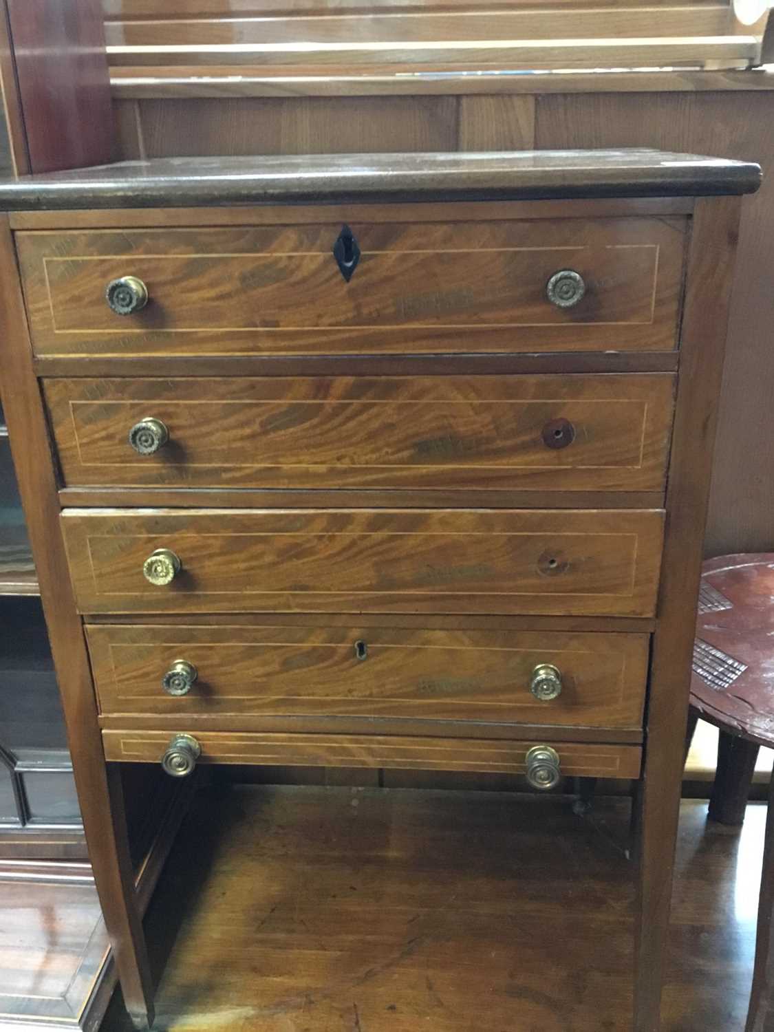 Needle Leg Table Lot 1142 - 19th century inlaid mahogany needlework