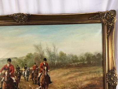 Lot 150 - B Collins (contemporary) oil on canvas, Hunters and hounds