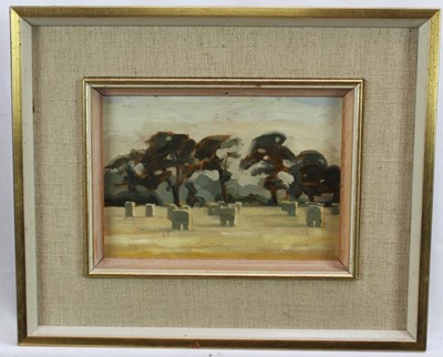 Lot 1251 - *Charles Debenham oil on board - Haystacks