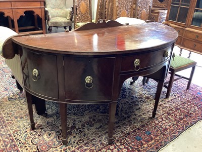 Lot 1429 - George III style mahogany demi-lune sideboard