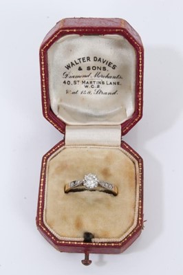 Lot 243 - 18ct gold diamond single stone ring with diamond set shoulders