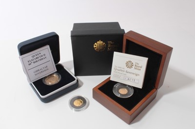 Lot 645 - World - Mixed gold coins to include G.B. Royal Mint proof Quarter Sovereign 2009