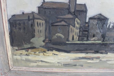 Lot 1041 - Douglas Pittuck (1911-1993), oil on board - Ulathorns Textile Mill, Barnard Castle