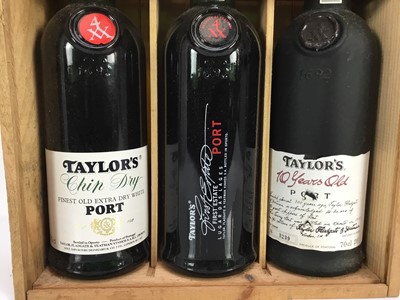 Lot 30 - Port- three bottle presentation case of Taylor's including Chip Dry, First Estate and 10 Years Old