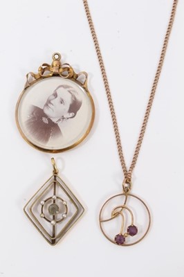 Lot 257 - Three Edwardian gold pendants