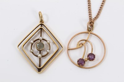 Lot 257 - Three Edwardian gold pendants